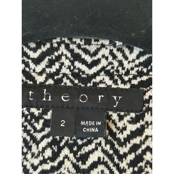 Theory Joean Herringbone Lamb Leather Trim Moto Jacket 2 Grey Black Biker - Picture 5 of 11